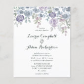 Papier Budget Eucalyptus & Floral Purple Mariage Inviter (Devant)