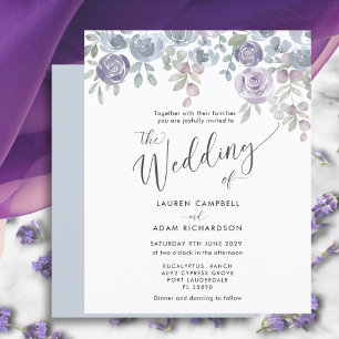 Papier Budget Eucalyptus & Floral Purple Mariage Inviter