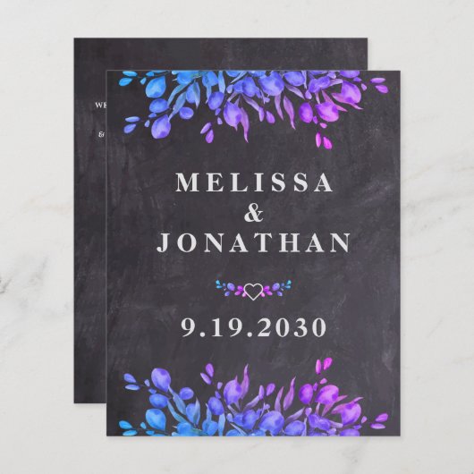 Papier Budget Eucalyptus Foliage Ardoise QR Code Mariage  (Devant / Derrière)