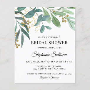 Papier Budget Eucalyptus Foliage Bridal Shower Invitation