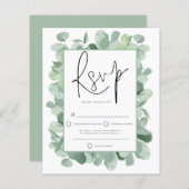 Papier Budget Eucalyptus Frame Mariage RSVP (Devant / Derrière)