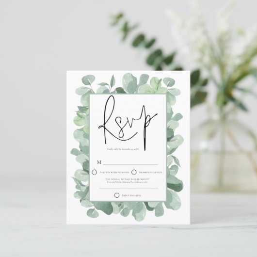 Papier Budget Eucalyptus Frame Mariage RSVP (Debout devant)