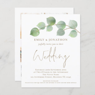 Papier BUDGET Eucalyptus Gold 3 photo QR Wedding Invitati