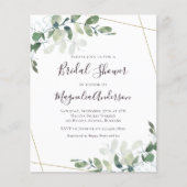 Papier Budget Eucalyptus Gold Bridal Shower Invitation (Devant)