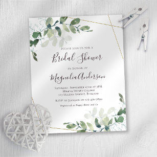 Papier Budget Eucalyptus Gold Bridal Shower Invitation