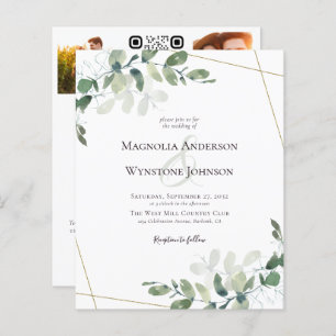 Papier Budget Eucalyptus Gold Photo Faire-part de mariage