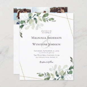 Papier Budget Eucalyptus Gold Photo Faire-part de mariage
