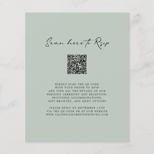 Papier Budget Eucalyptus Gold QR Code Sage Wedding Invita (Dos)