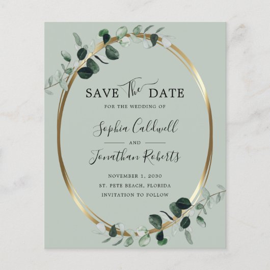Papier Budget Eucalyptus Gold Sage Wedding Enregistrer la (Devant)