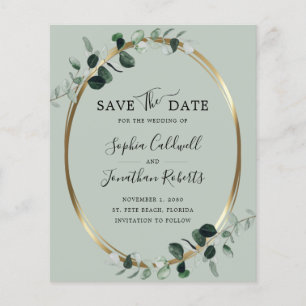 Papier Budget Eucalyptus Gold Sage Wedding Enregistrer la