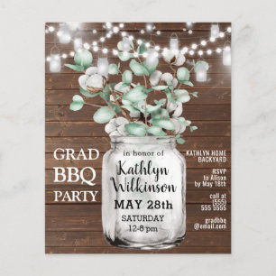 Papier BUDGET Eucalyptus Graduation BBQ Party Invitation