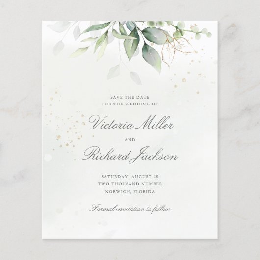 Papier Budget Eucalyptus Green Foliage Enregistrer La Dat (Devant)