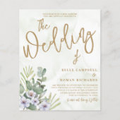 Papier Budget Eucalyptus Green & Gold Faire-part de maria (Devant)