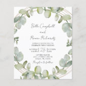 Papier Budget Eucalyptus Green Gold Faire-part de mariage (Devant)