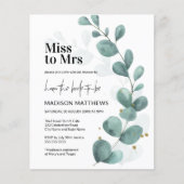 Papier Budget Eucalyptus Green Miss à Mme Fête des mariée (Devant)