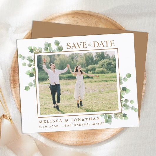 Papier Budget Eucalyptus Green Photo Enregistrer La Date