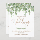 Papier Budget Eucalyptus Green QR Code Mariage Invitation (Devant / Derrière)