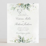 Papier Budget Eucalyptus Greenery Gold Save The Date<br><div class="desc">Beautiful affordable Save the date card featuring watercolor eucalyptus and gold leaves with calligraphy script.</div>