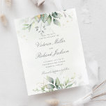 Papier Budget Eucalyptus Greenery Gold Save The Date<br><div class="desc">Beautiful affordable Save the date card featuring watercolor eucalyptus and gold leaves with calligraphy script.</div>