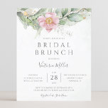 Papier Budget Eucalyptus Greenery Invitation de Brunch nu<br><div class="desc">Belle invitation de brunch nuptiale avec eucalyptus couleur rose vif et feuilles d'or.</div>