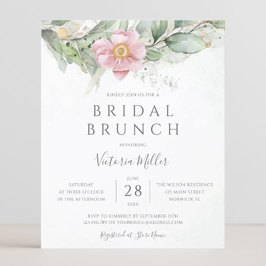 Papier Budget Eucalyptus Greenery Invitation de Brunch nu