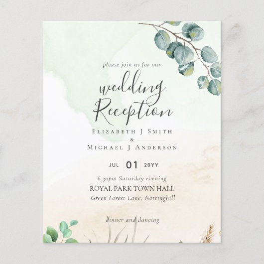 Papier Budget Eucalyptus Greenery Mariage réception (Devant)
