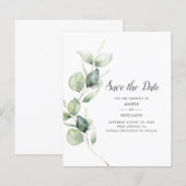 Papier Budget Eucalyptus Greenery Script Faire part de da (Devant / Derrière)