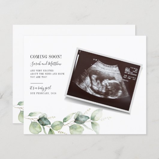 Papier Budget Eucalyptus Grossesse bébé Script de révélat (Devant / Derrière)