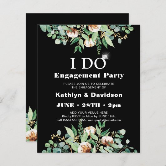 Papier BUDGET Eucalyptus I DO Engagement Party Invitation (Devant / Derrière)