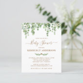 Papier Budget Eucalyptus Invitation Baby shower d'or de v (Debout devant)