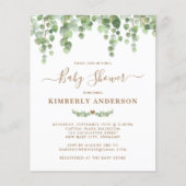 Papier Budget Eucalyptus Invitation Baby shower d'or de v (Devant)