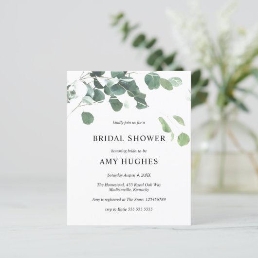 Papier Budget Eucalyptus Invitation Fête des mariées vert (Debout devant)