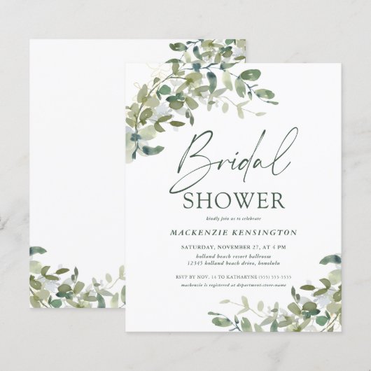 Papier Budget Eucalyptus Ivy Bridal Shower Invitation (Devant / Derrière)