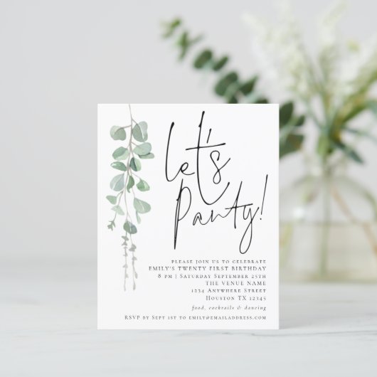 Papier Budget Eucalyptus Lets Parti 21ème anniversaire In (Debout devant)