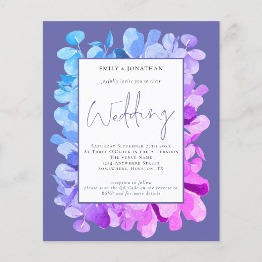 Papier Budget Eucalyptus Lilac QR Code Faire-part de mari (Devant)