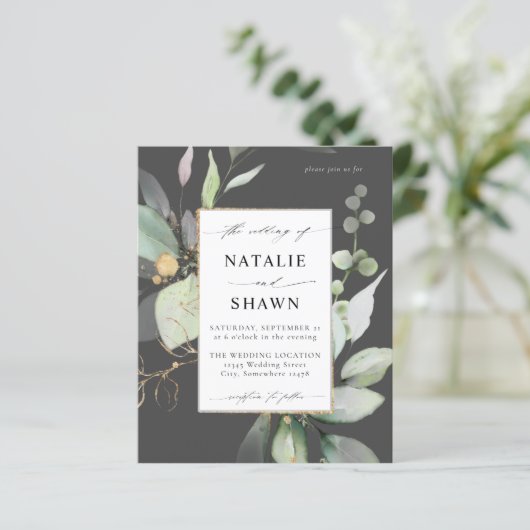 Papier Budget Eucalyptus Lumineuse Or Vert Mariage Gris (Debout devant)