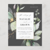 Papier Budget Eucalyptus Lumineuse Or Vert Mariage Gris (Devant)