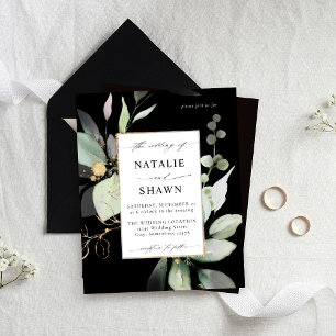 Papier Budget Eucalyptus Lumineuse Or Vert Mariage Noir