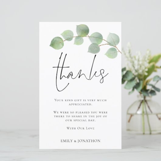 Papier BUDGET Eucalyptus Mariage 3 photo Merci (Debout devant)