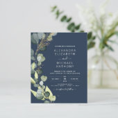 Papier Budget Eucalyptus Mariage bleu de la marine (Debout devant)