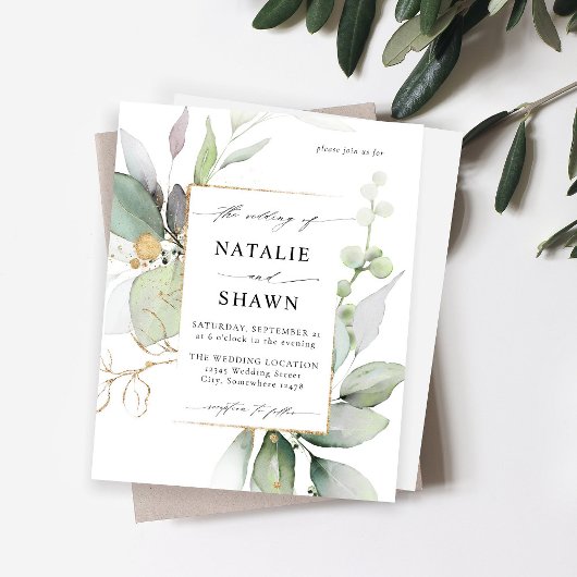 Papier Budget Eucalyptus Mariage de verdure or brillant
