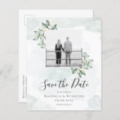 Papier BUDGET Eucalyptus Mariage Enregistrer La Date Cart (Devant / Derrière)