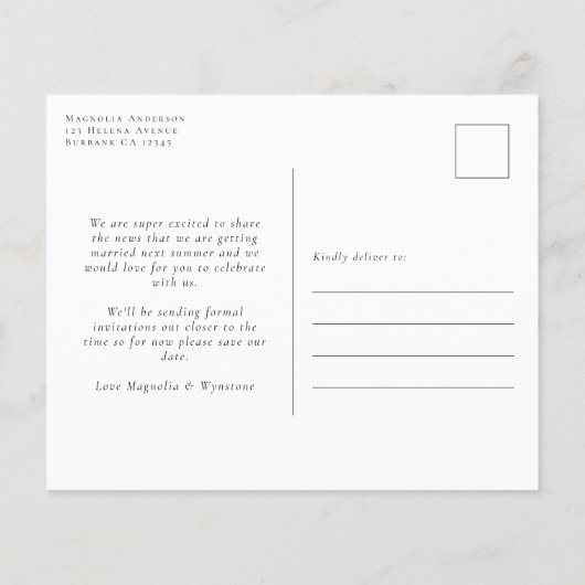 Papier Budget Eucalyptus Mariage Enregistrer La Date Cart (Dos)