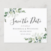 Papier Budget Eucalyptus Mariage Enregistrer La Date Cart (Devant)