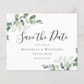 Papier BUDGET Eucalyptus Mariage Enregistrer La Date Cart (Devant)