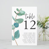 Papier Budget Eucalyptus Mariage Nom de l'invité Table No (Debout devant)
