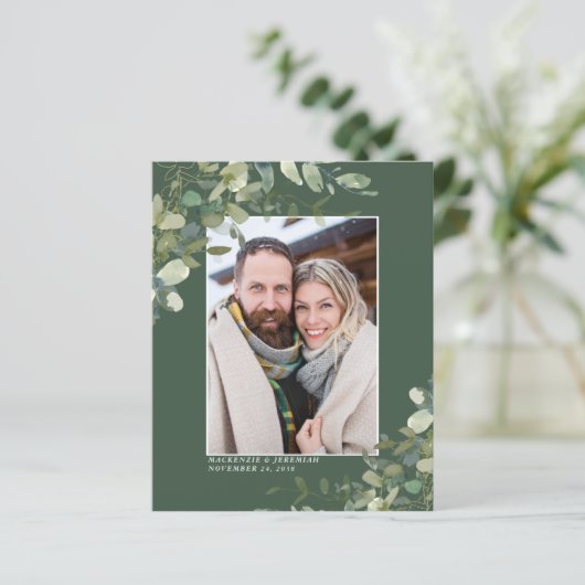 Papier Budget Eucalyptus Mariage Photo Enregistrer la dat (Debout devant)