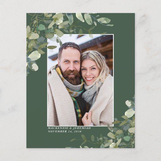 Papier Budget Eucalyptus Mariage Photo Enregistrer la dat (Devant)