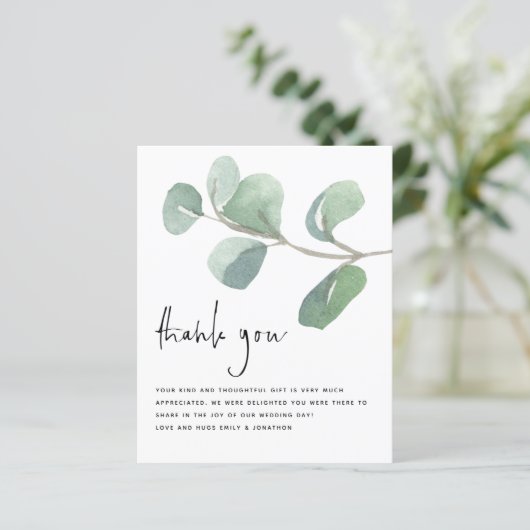 Papier Budget Eucalyptus Mariage Photo QR Code Merci (Debout devant)