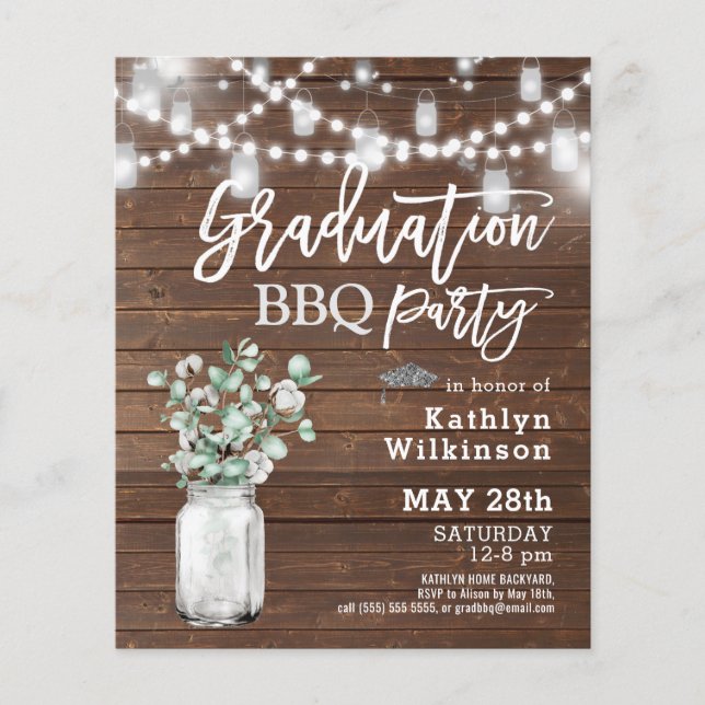 Papier BUDGET Eucalyptus Mason Jar Photo Grad Invitation (Devant)